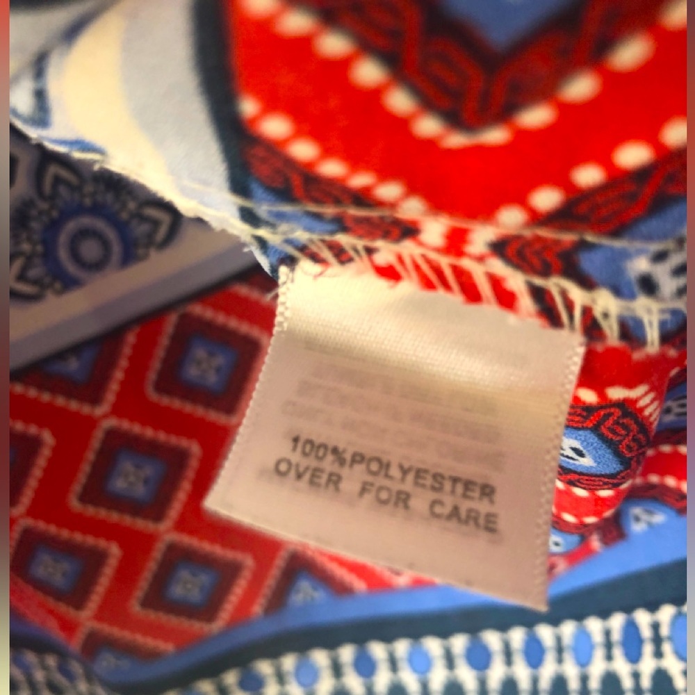 Relativity Sleeveless Button Down Royal Blue Red/… - image 4